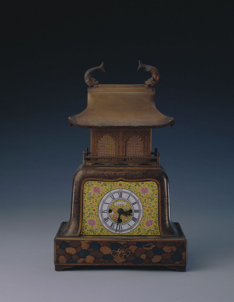 图片[2]-Wooden gold lacquer pavilion clock-China Archive